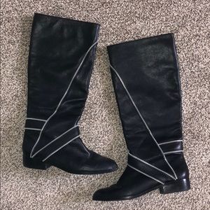 Michael Kors Leather Riding Boots Motorcycle